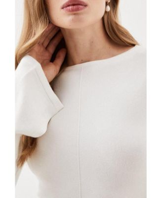 Women's Knit Wool Look Full Skirt Midi Dress