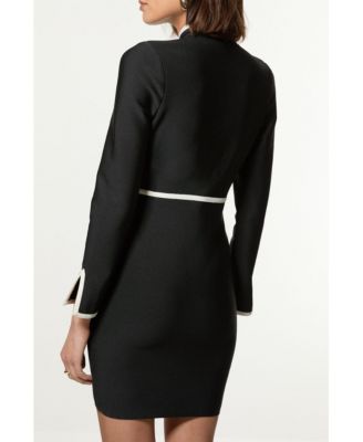 Women's Bandage Knit Military Detail Dress