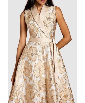 Women's Sleeveless Tux Jacquard Midi Dress