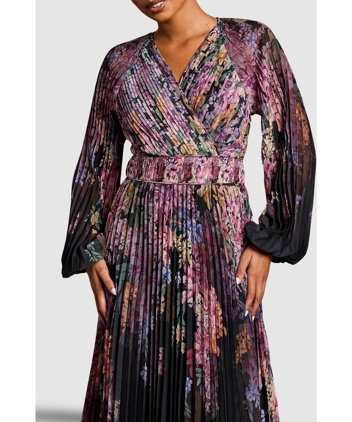 Coast Women's Printed Pleated Wrap Dress