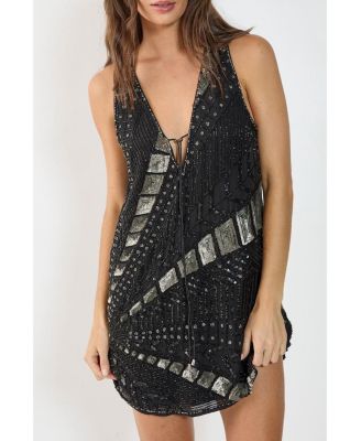 Women's Plunge Sequin Mini Dress