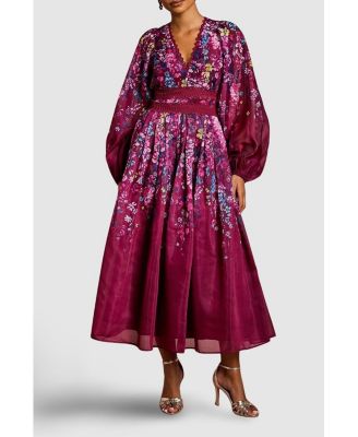 Petite Organza Lace Trim Midaxi Dress