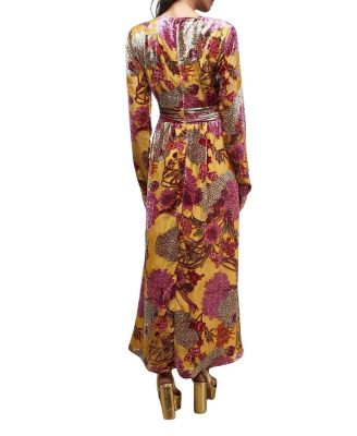 Women's Plunge Neck Waisted Midi Dress