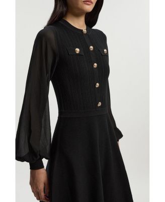 Women's Chiffon Sleeve Mini Knit Dress