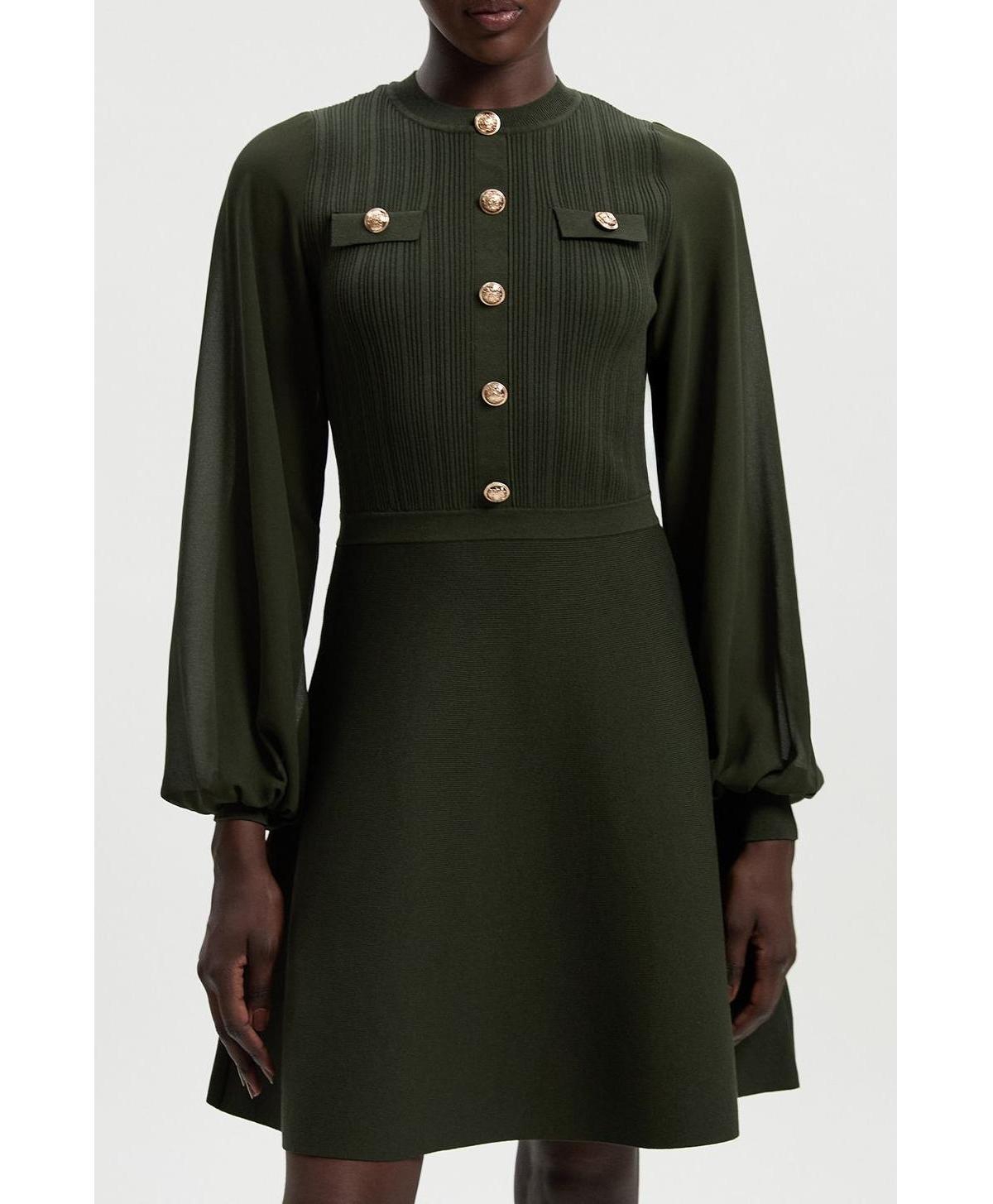 Karen Millen Women's Chiffon Sleeve Mini Dress