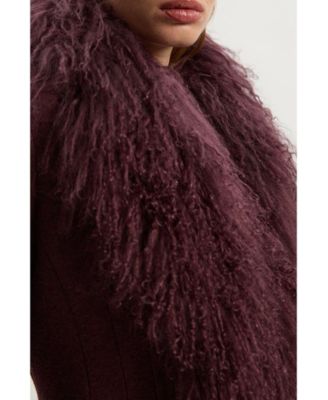 Women's Wool Detachable Collar Midi Coat