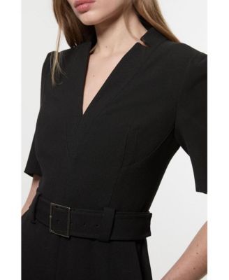 Petite Crepe Belted Jumpsuit