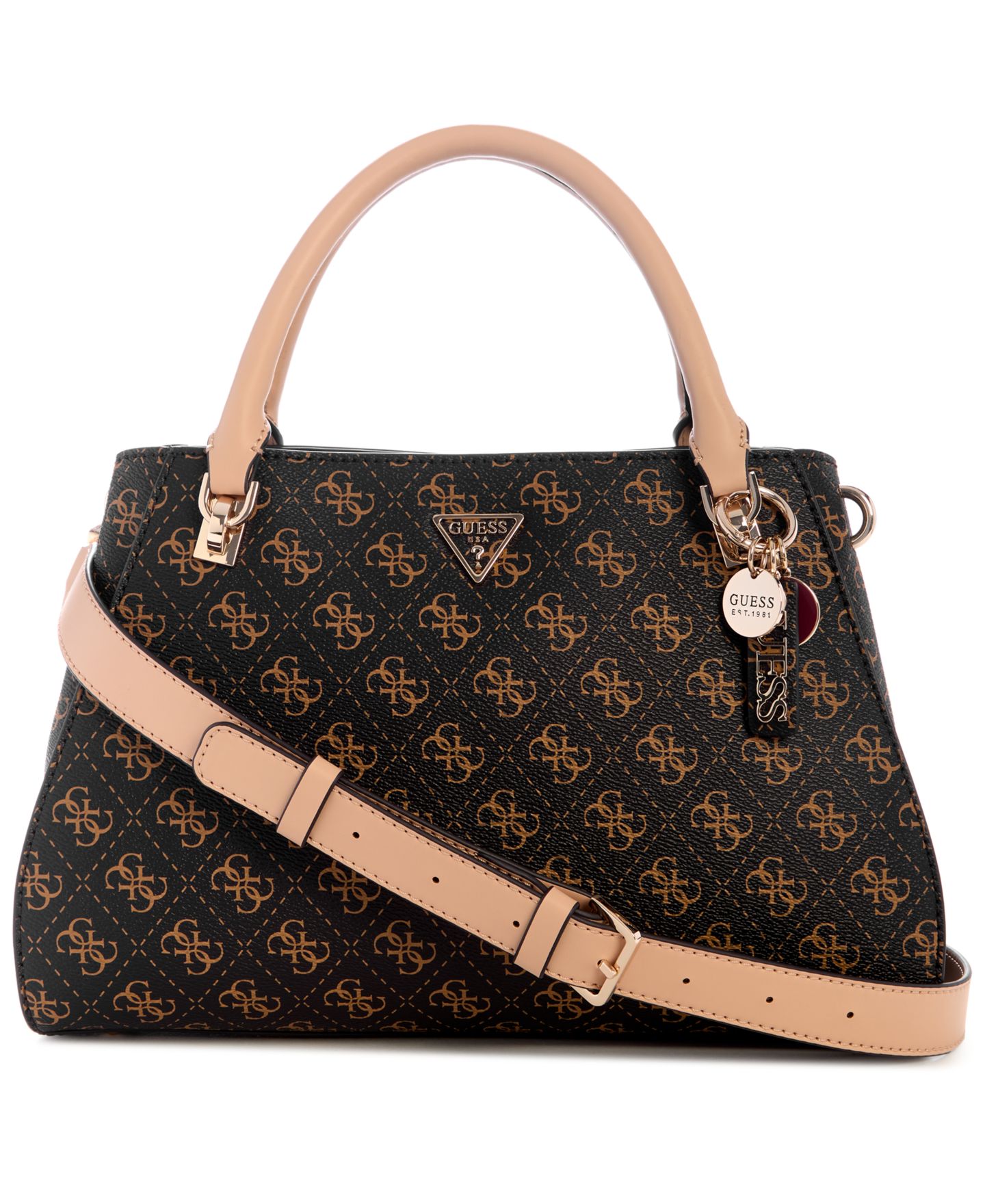 Женская сумка GUESS Noelle Ii Luxury Medium Satchel, цвет: Коричневый — фото 1