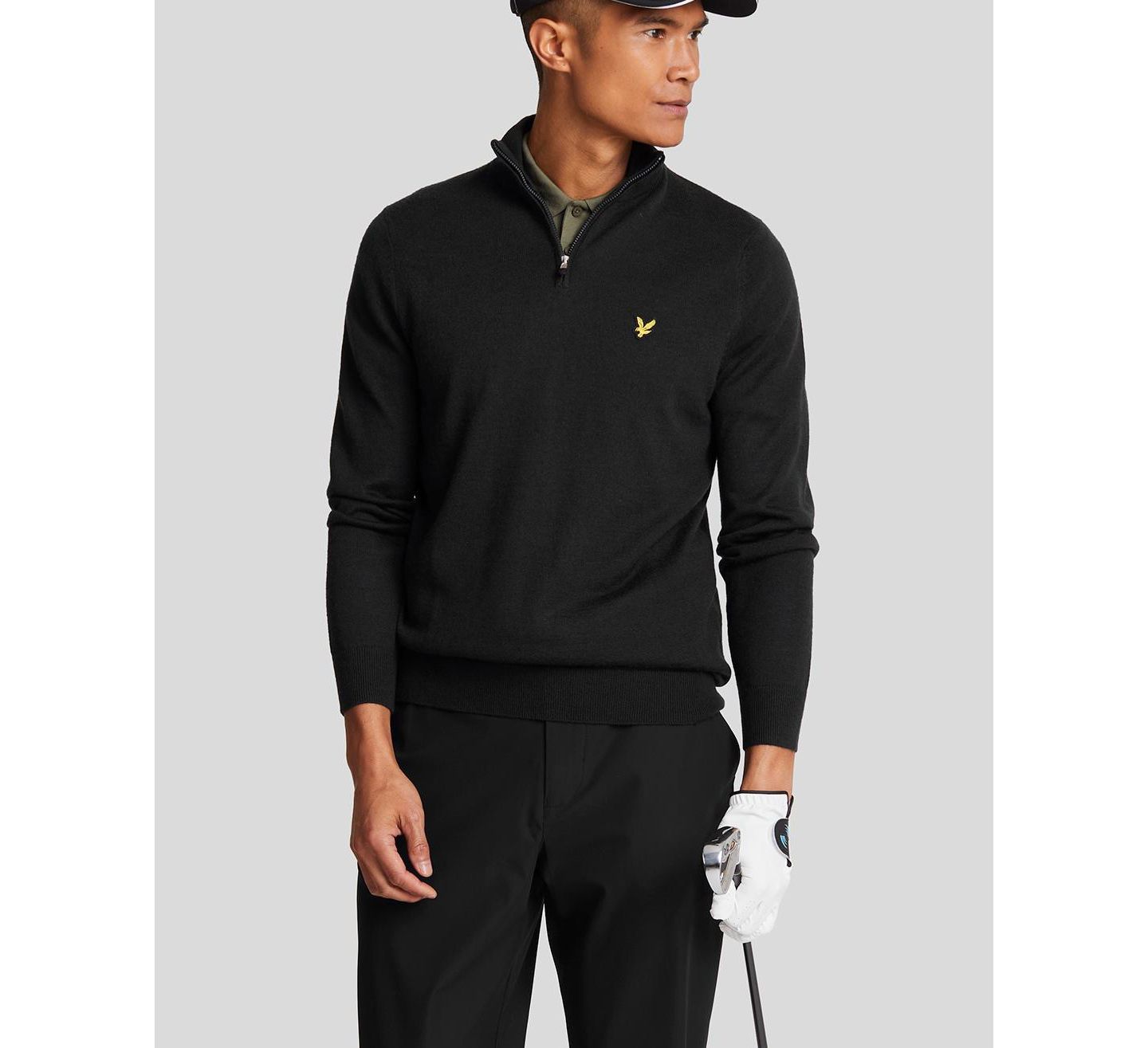 Мужской свитер Lyle & Scott Golf Quarter Zip Merino, цвет: Угольно-чёрный — фото 6