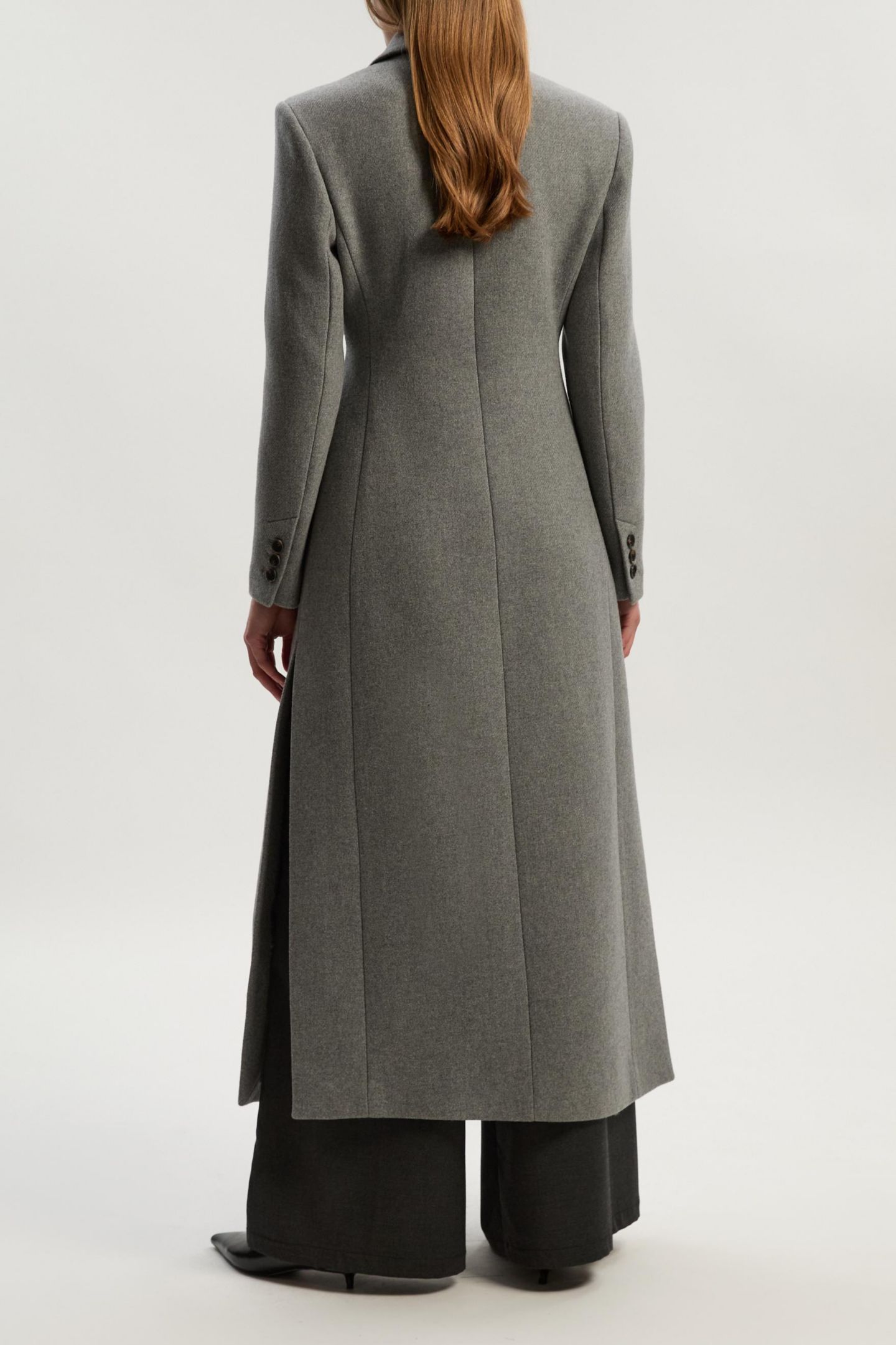 Женское пальто Karen Millen Wool Double Breasted Tailored Maxi, цвет: Серый меланжевый — фото 7