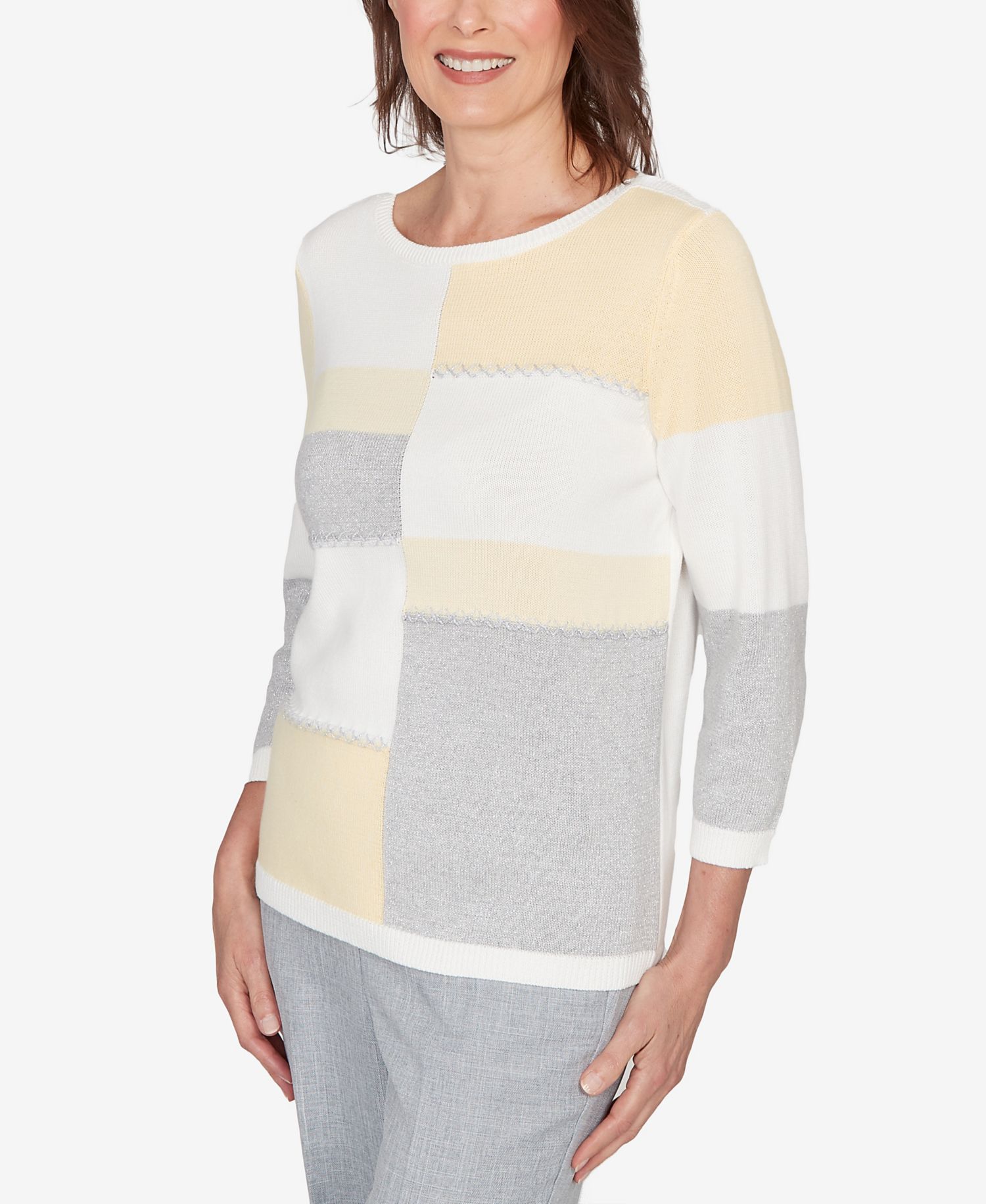Women's Al Fresco Ribbed Colorblock Jewel Neck Sweater
