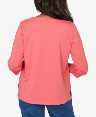 Women's  Austin Asymmetric Etched Floral Knit Top