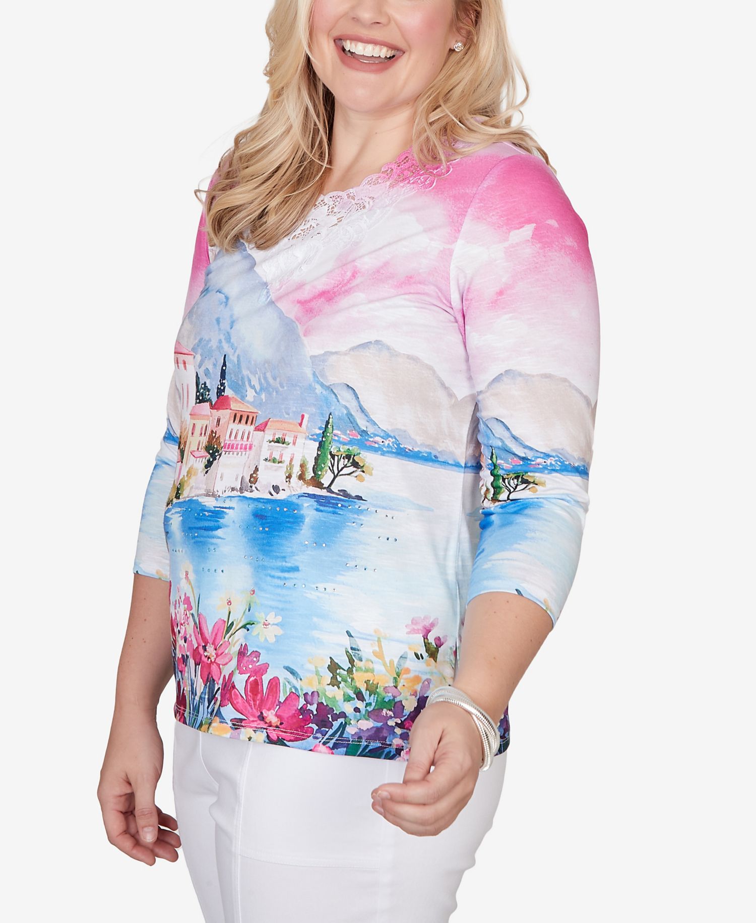 Women's The Royal Treatment Embellished Lake Como Scenic Top