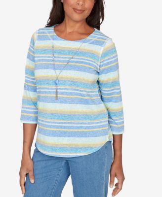 Women's  Beachcomber Coastal Striped Top with Necklace