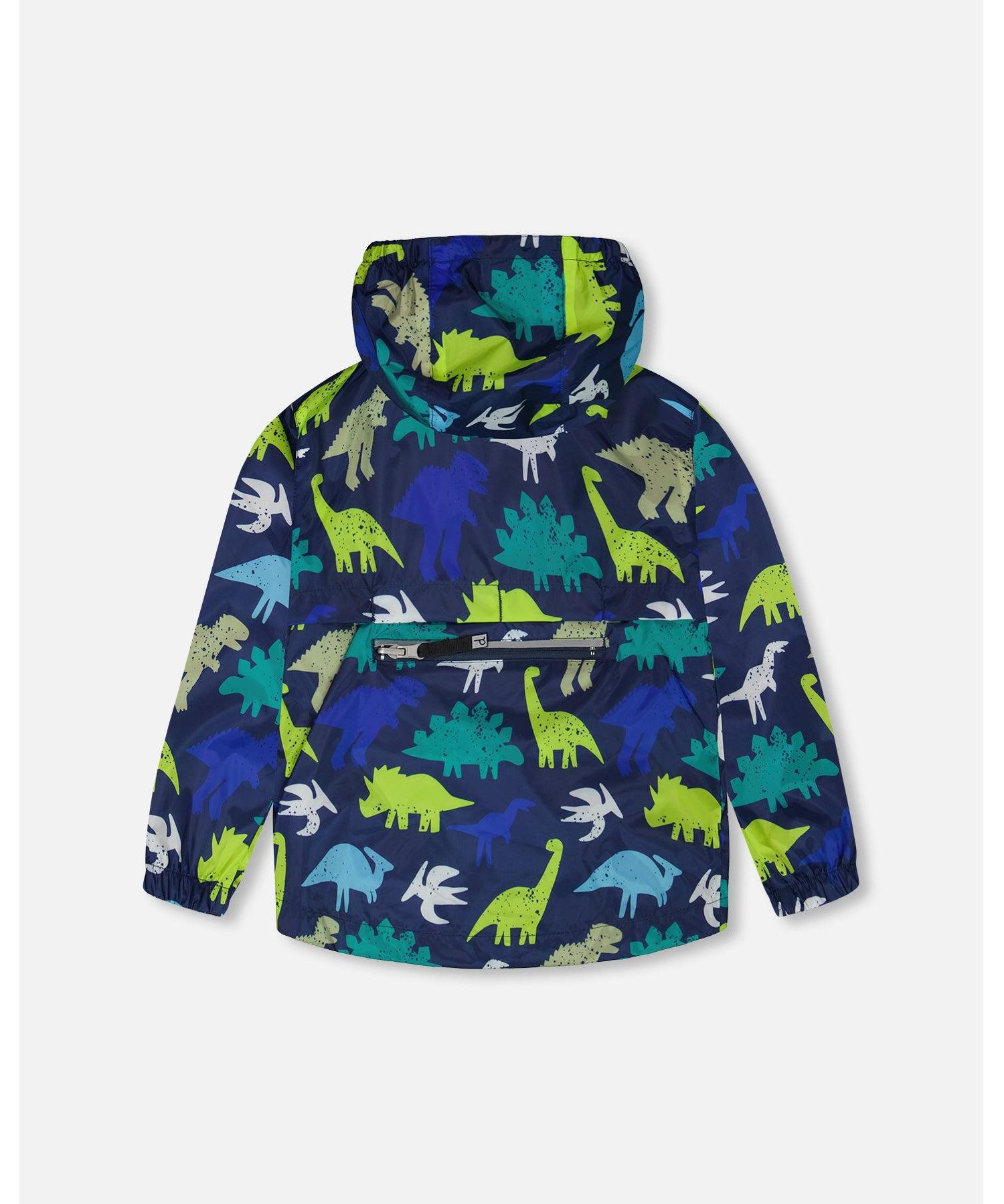 Boys Packable Windbreaker in Polyester Dinosaur Print