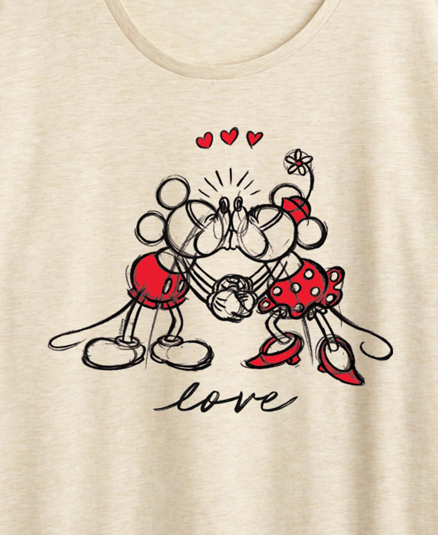 Women's Mickey Minnie Love Sketch Short-Sleeve Graphic T-Shirt