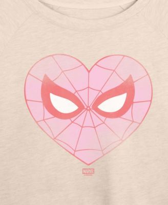 Women's Spider-Man Heart Faded French Terry Long sleeve T-shirt