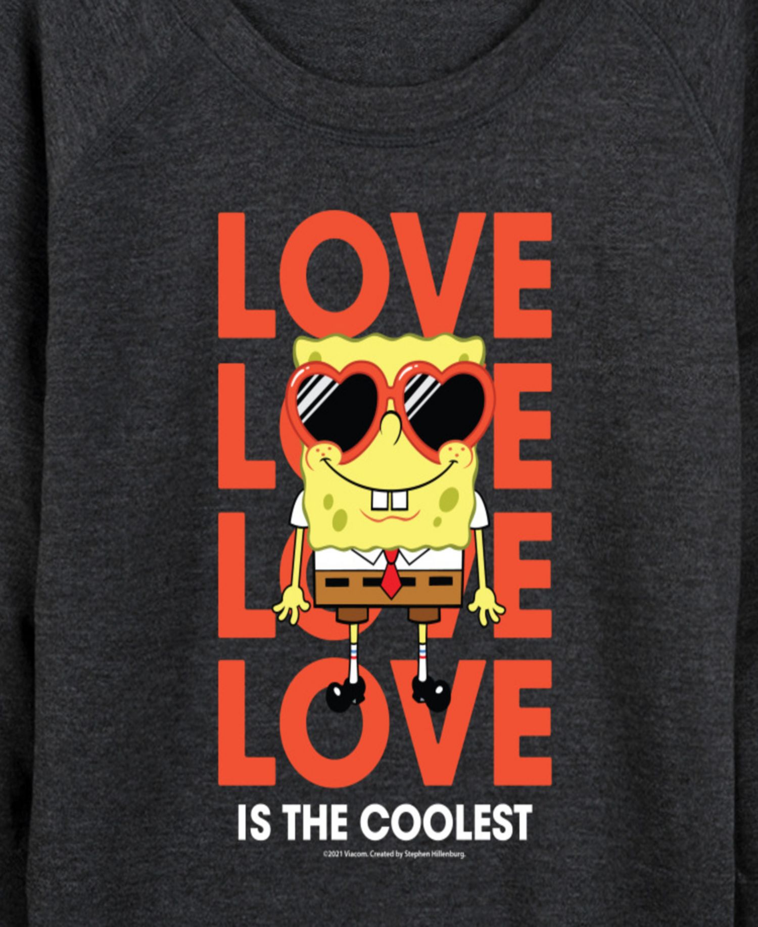 Women's Spongebob Squarepants Love Is The Coolest French Terry Long-Sleeve T-Shirt