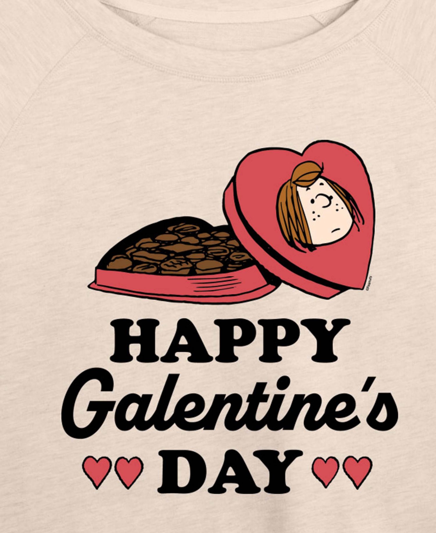 Women's Peanuts Peppermint Patty Happy Galentines Day French Terry Long-Sleeve T-Shirt