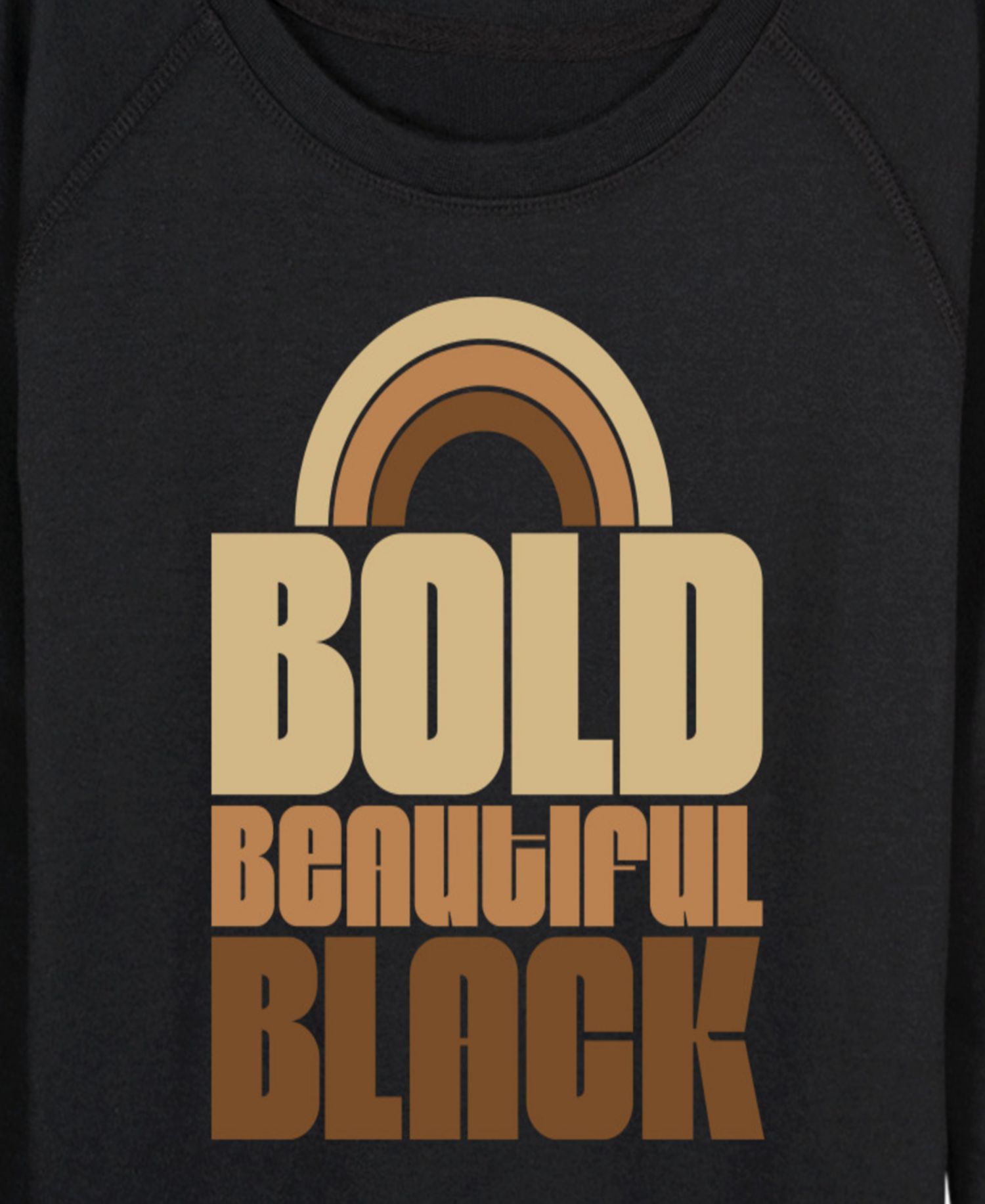Women's Instant Message Bold Beautiful Black French Terry Long-Sleeve T-Shirt