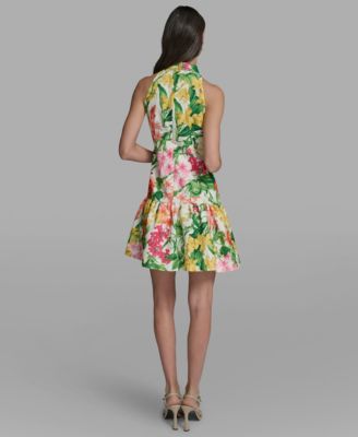 Women's Floral Print Mock Neck Dress