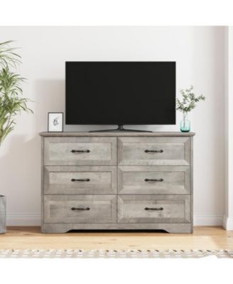 Takywep 6-Drawer Dresser for Bedroom – Farmhouse Modern Wooden Storage Chest with Metal Handles, Dresser Organizer for Bedroom, Living Room