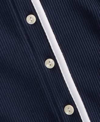 Women's Contrast-Trim Ribbed Cardigan