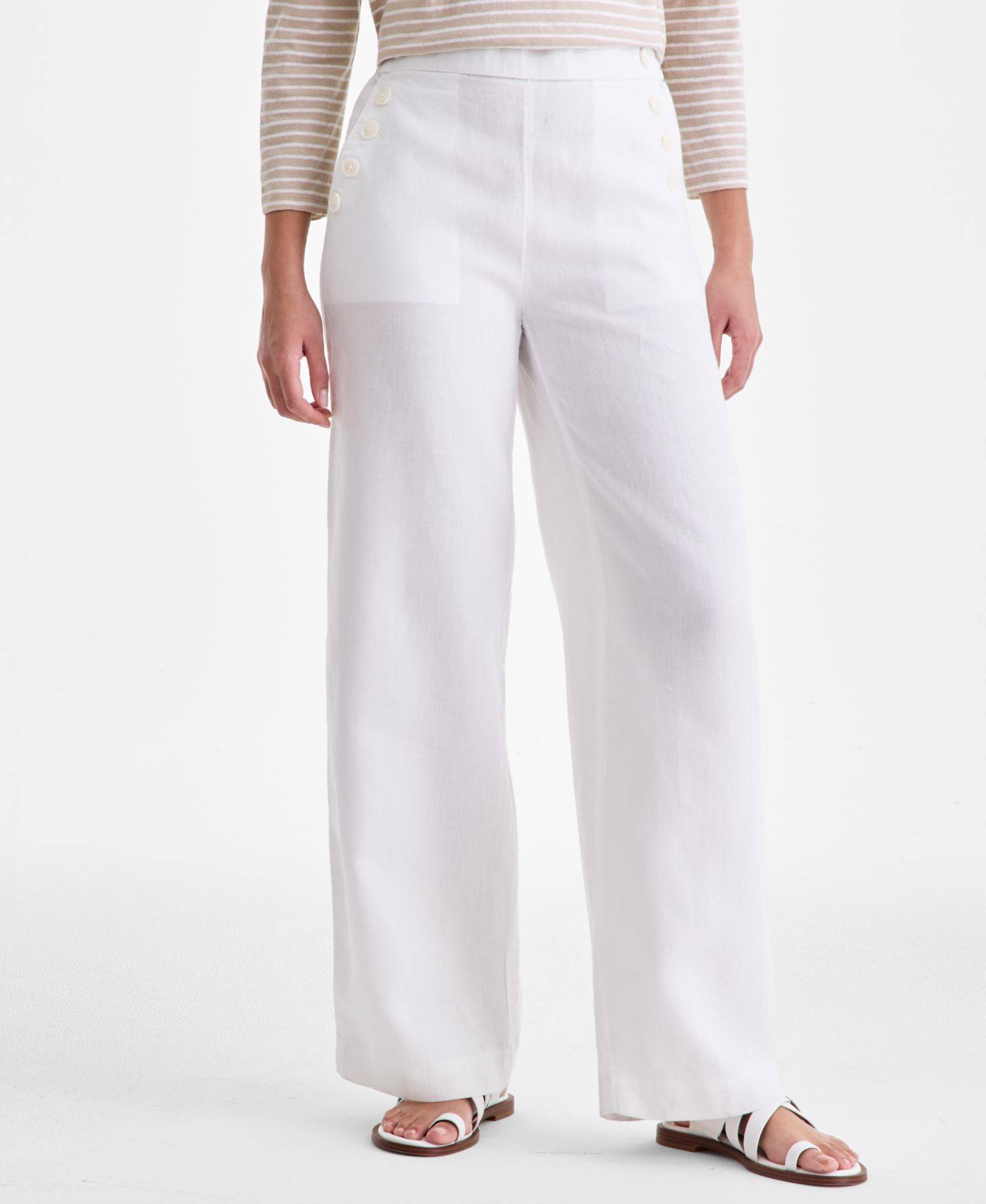 Женские брюки Charter Club 100% Linen Wide-Leg Sailor, цвет: Яркий белый — фото 3