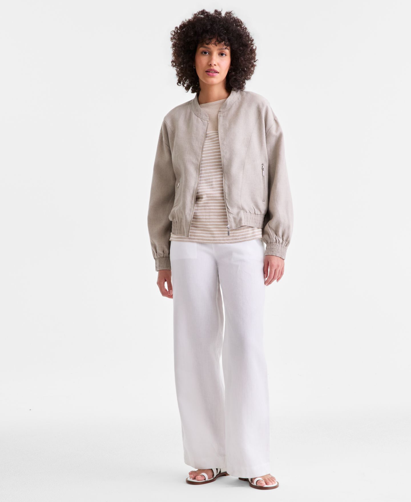 Женские брюки Charter Club 100% Linen Wide-Leg Sailor, цвет: Яркий белый — фото 5