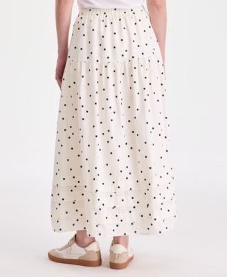 Women's Dot-Print Tiered Midi Skirt