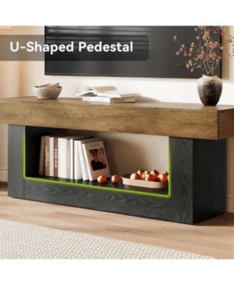 TV Stand  for TVs Up to 70 Inches, 63 Inches Media TV Console, Entertainment Center with U-Shaped Pedestal & Open Storage Shelf