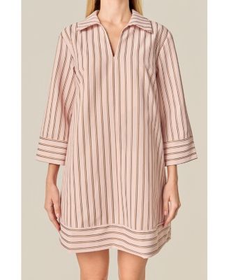 Women's Stripe Collared Mini Dress