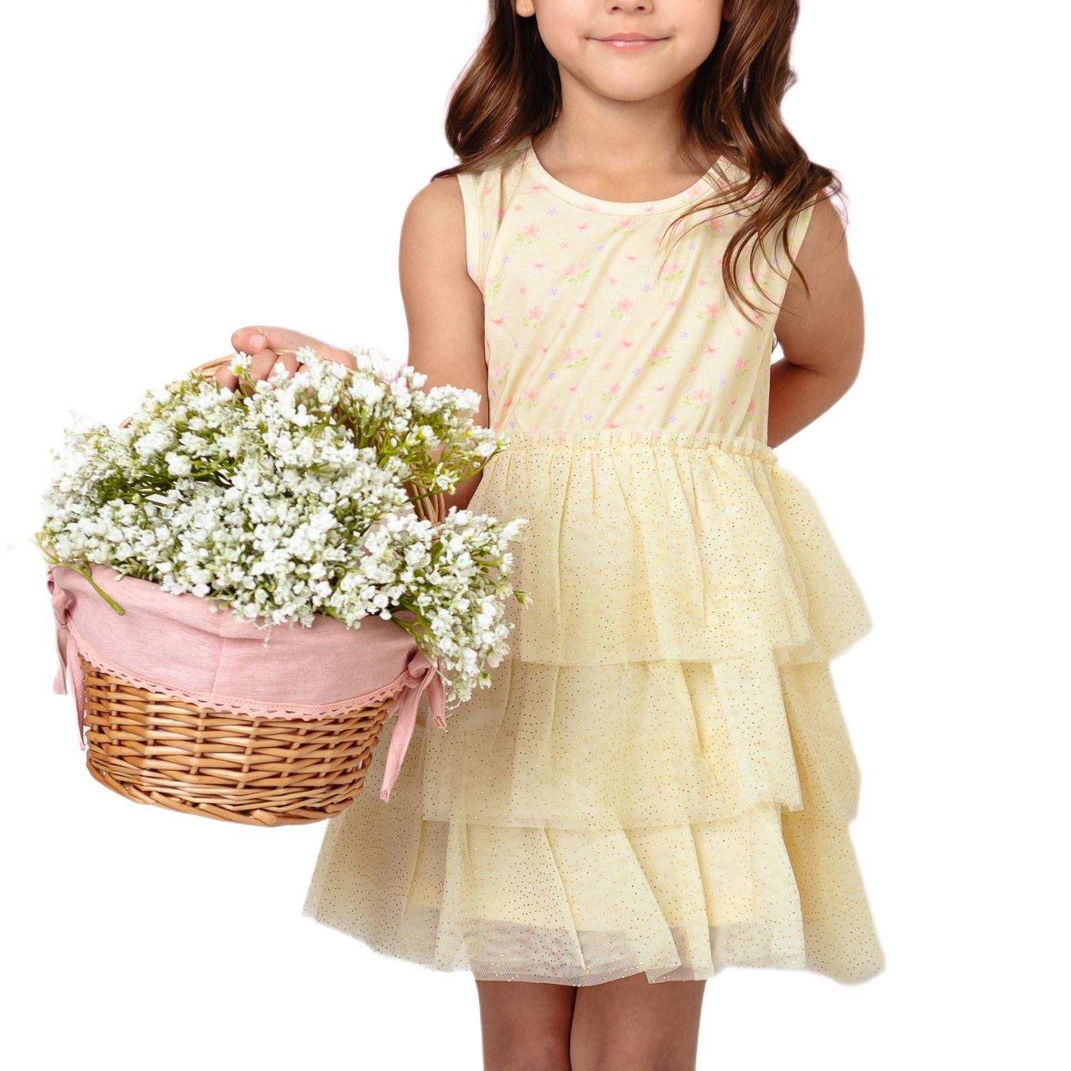 Little Girls Lemon Floral Tank Tutu Dress