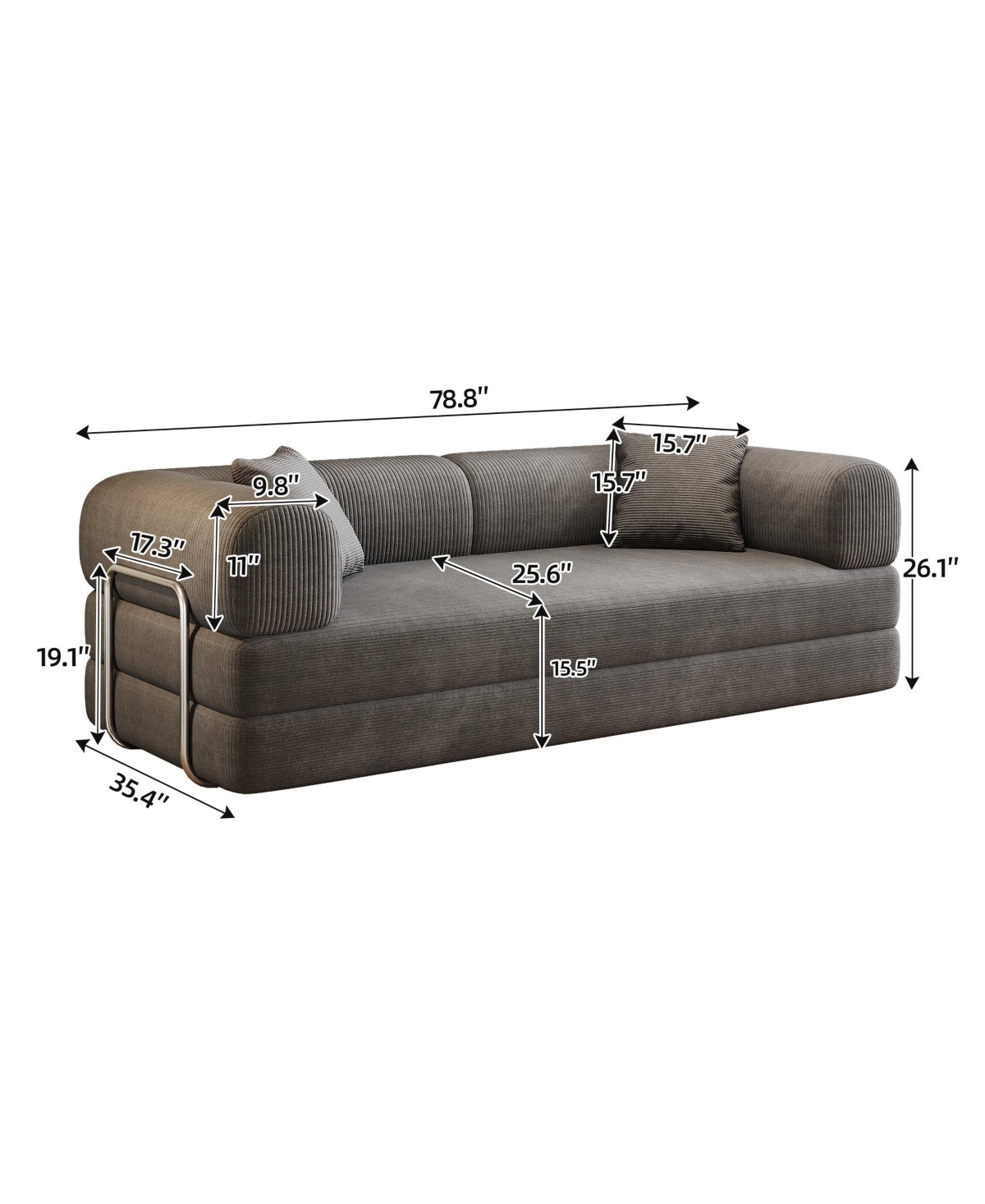 Clihome 78.8" Compression Sofa, Convertible Floor Sofa Bed, Comfy Futon Couch Sleeper Bed