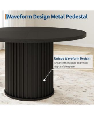 Kitchen Round Dining Table for 4-6 People Black Dining Room Table