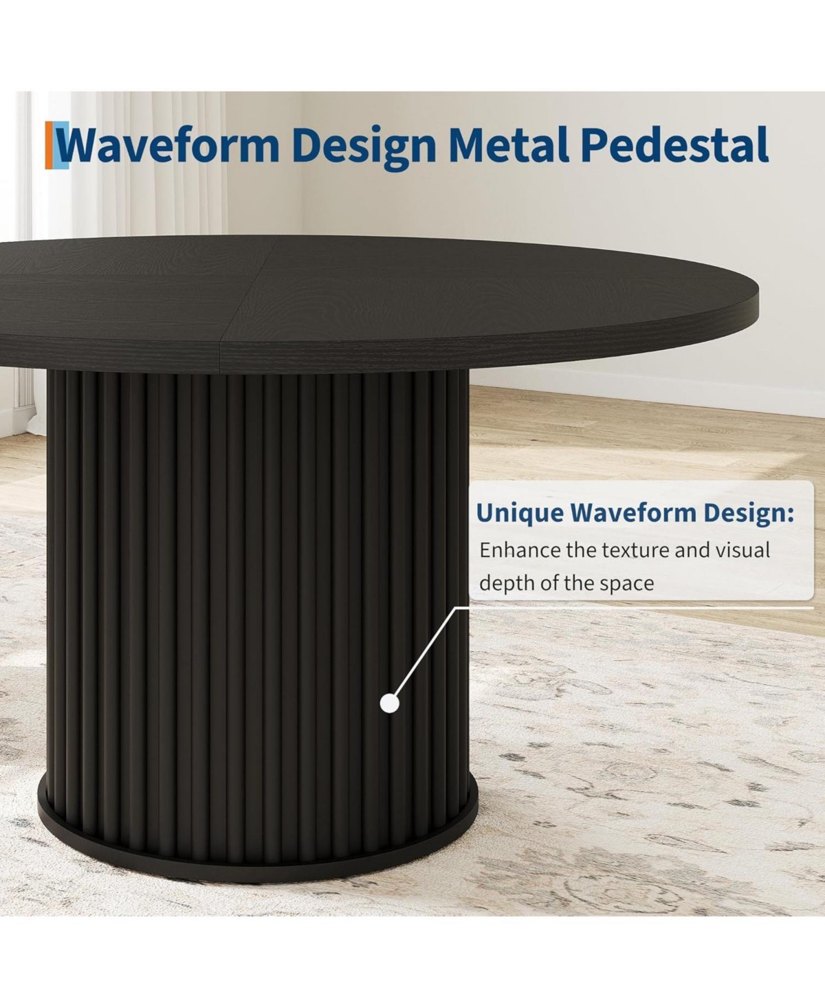 gaomon Kitchen Round Dining Table for 4-6 People Black Dining Room Table