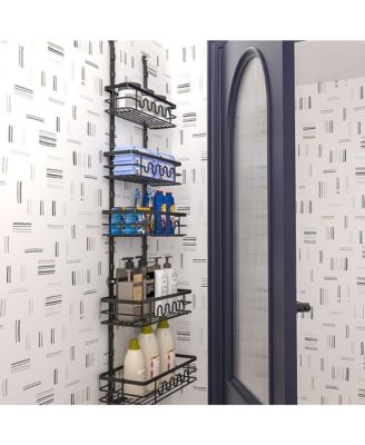 Over The Door Pantry Organizer, Metal Hanging Spice Rack for Pantry Door, Multi-Tier Over The Door Organizer 5 Layers