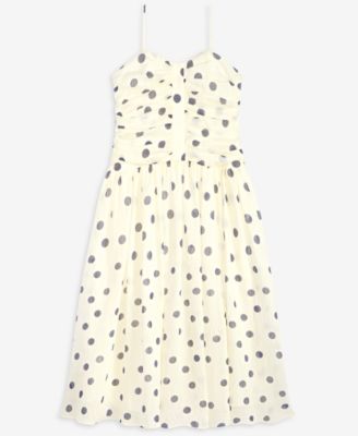 Women's Dot-Print Sweetheart-Neck Midi Dress