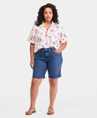Plus Size Mid-Rise Shaping Bermuda Shorts