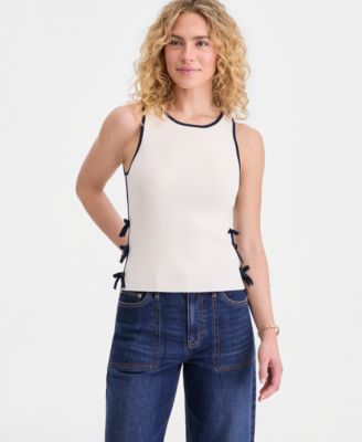 Women's Bow-Trim Sleeveless Sweater Tank Top