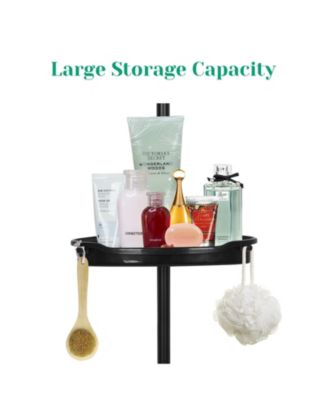 Corner Shower Caddy Tension Pole, Rust-Resistant Bathroom Storage Organizer with 4-Tier Adjustable Shelves & Rubber Pad, 101.6''- 122'' Height