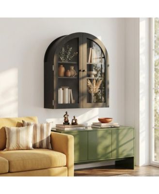 Arched Wall Cabinet, Arched Bathroom Medicine Wall Cabinet with Acrylic Door & Adjustable Shelves, Wall Mounted Storage Organizer