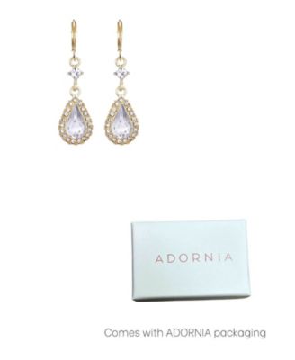 Gold Crystal Pear Halo Drop Earrings