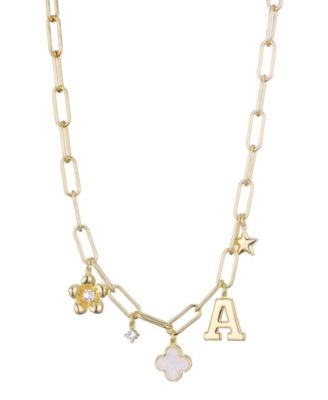 Gold Initial Chunky Charm Necklace