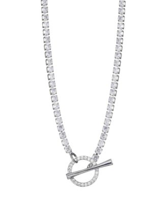 Silver Crystal Toggle Tennis Necklace