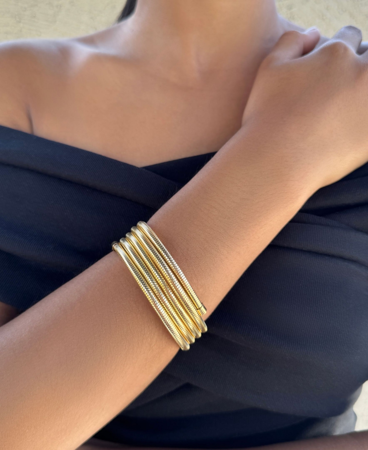 Adornia Flexible Coil Stack Bracelet