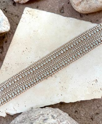 Gold Crystal Multi Strand Adjustable Collar Necklace