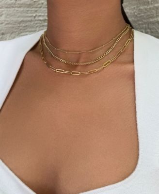 Tarnish Resistant Gold Set of 3-Chain Necklaces