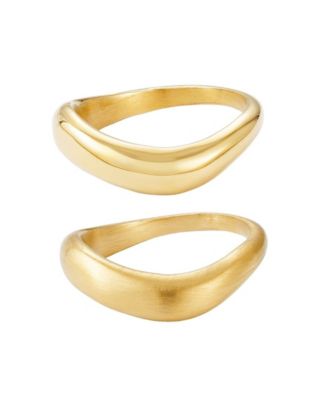 Tarnish Resistant Gold Nesting Curved Band Ring Set