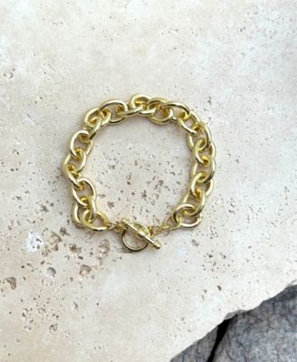 Gold Chunky Oval Link Toggle Bracelet